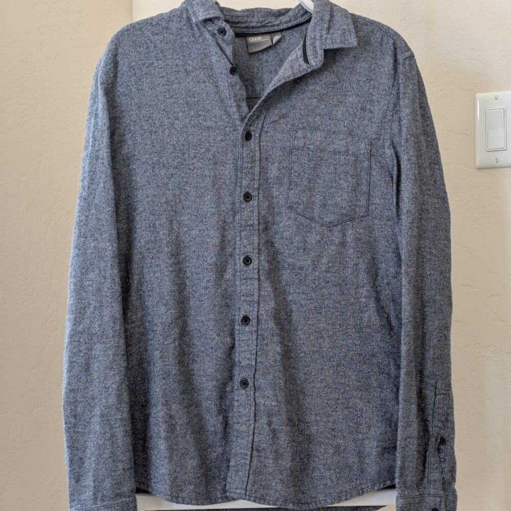 ASOS Grey Long Sleeve Button-Up Shirt – Medium – Good Condition